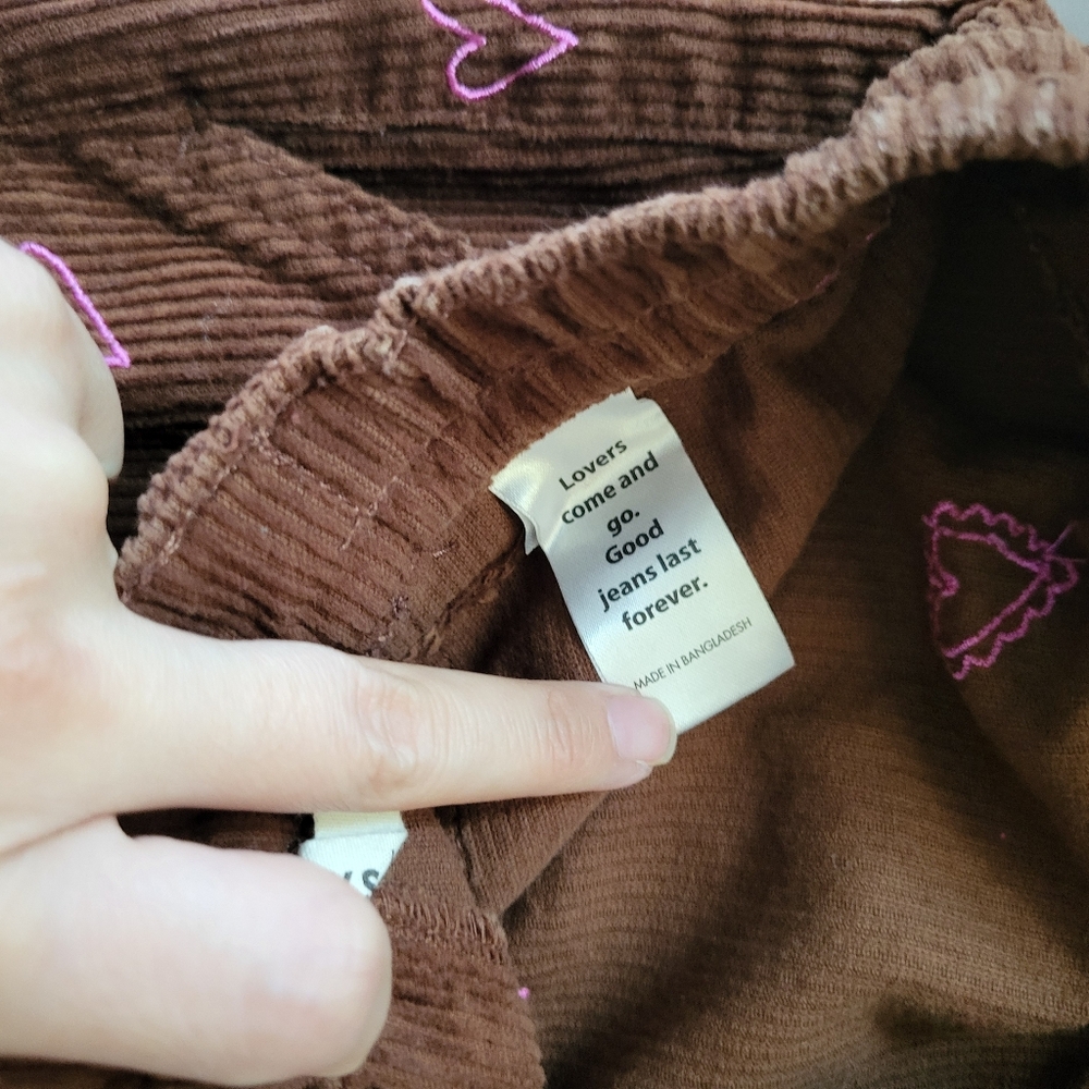* Pacsun Corduroy‎ Jeans Pink Heart Back To School In Style XS Junior - Picture 9 of 9